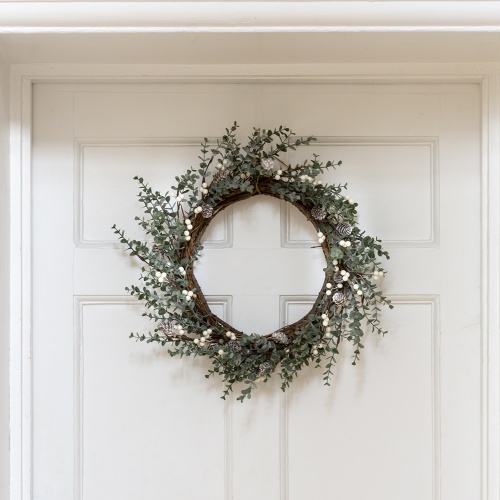 White Berry & Cone Willow Wreath by Grand Illusions